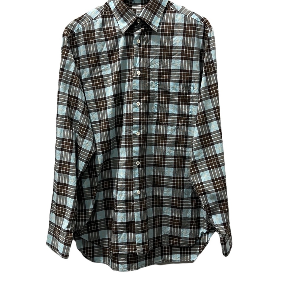 Billy Reid Men Plaid Long Sleeve Button Down Shirt Size Large